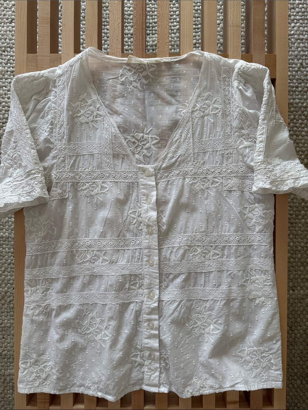 White lace detail top